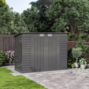 8×4ft Galvanized Steel Outdoor Storage Shed with Dual Doors