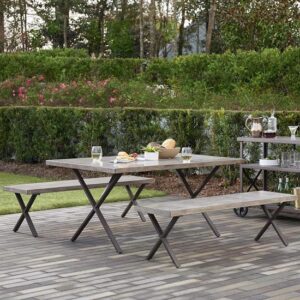 Cocoas Outdoor Aluminium 3 Piece Dining Set In Dark Brown