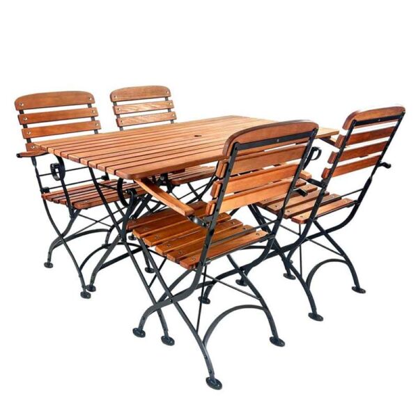 Dresvik Outdoor Hardwood Dining Table With 4 Armchairs in Anthracite