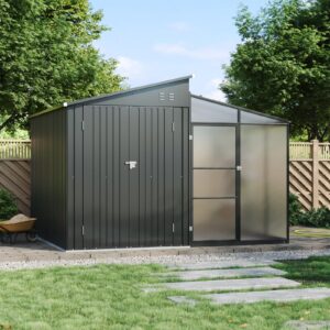 Metal Garden Shed & Greenhouse Combo with Acrylic Panels