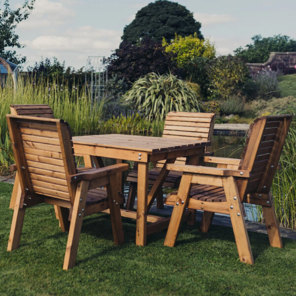 Vail Wooden Garden Square Dining Set With 4 Chairs In Natural