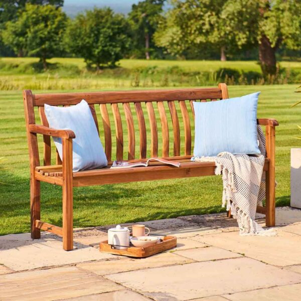 Ocevara Outdoor Wooden Seating Bench 4Ft in Golden Brown