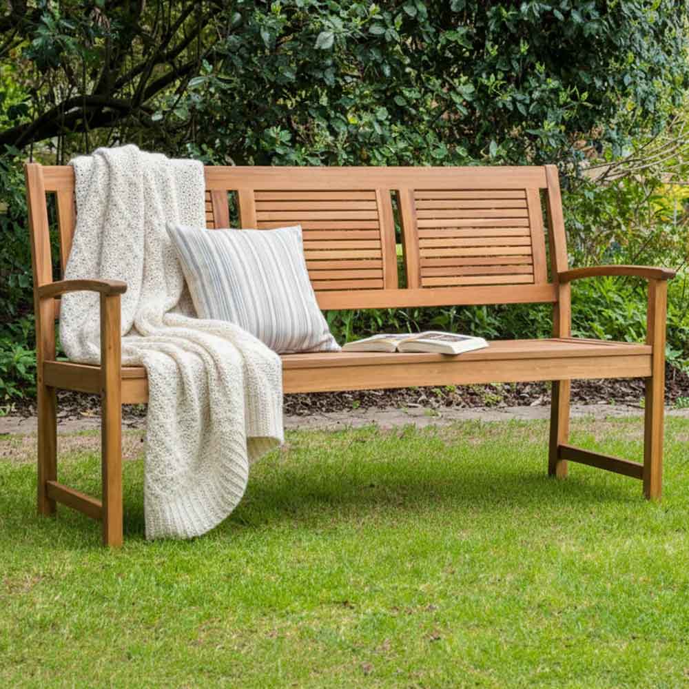 Onda Outdoor Wooden Seating Bench in Oak