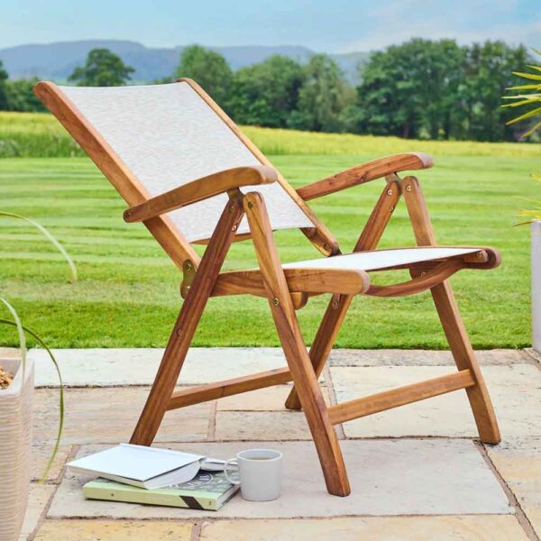 Ozone Outdoor Wooden Recliner Dining Bench in Golden Brown