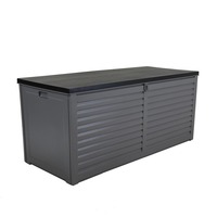 490L Large Outdoor Plastic Storage Box – Grey and Black