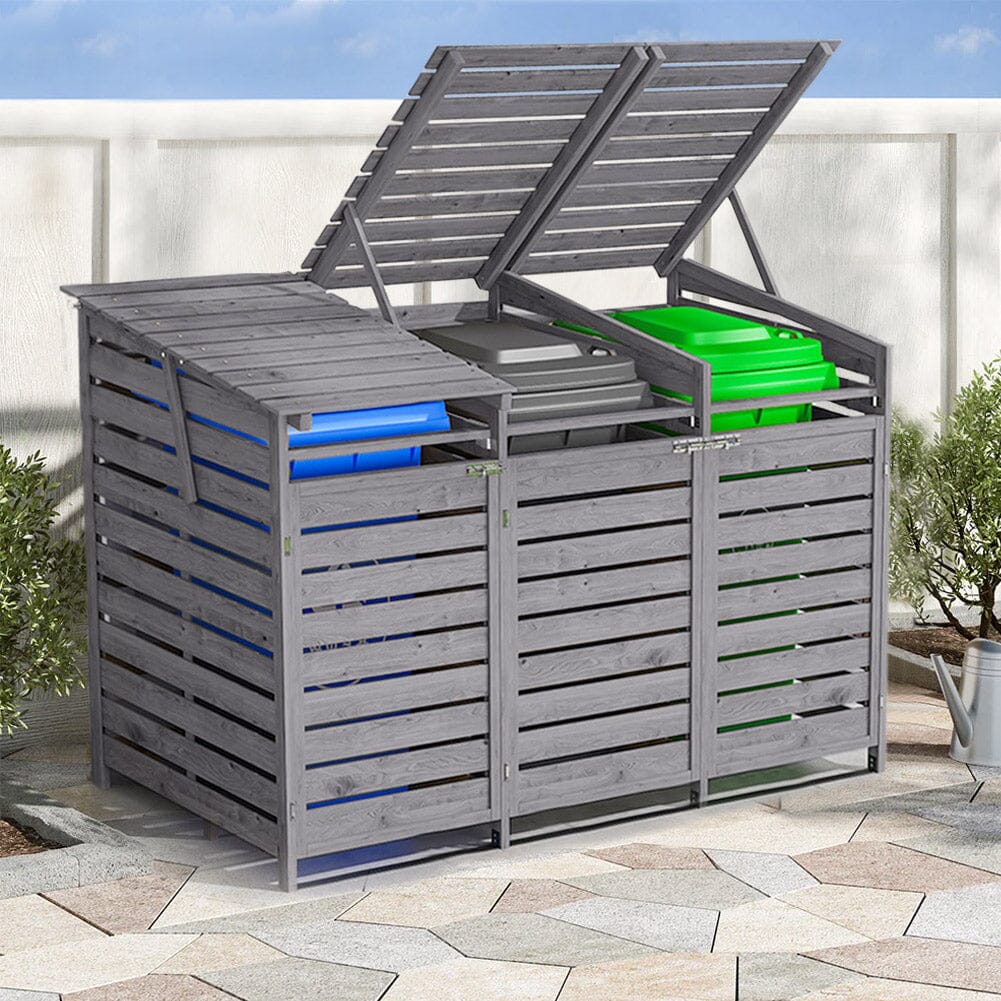 4ft/ 6ft Outdoor Trash Can Storage Shed Spruce Wood