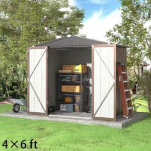 4 x6/ 5 x3 /6 x8 ft Metal Classic Lockable Tool Storage Bike Shed Brown Shed – 4x 6ft