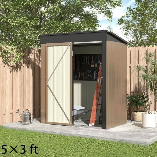 4 x6/ 5 x3 /6 x8 ft Metal Classic Lockable Tool Storage Bike Shed Brown Shed