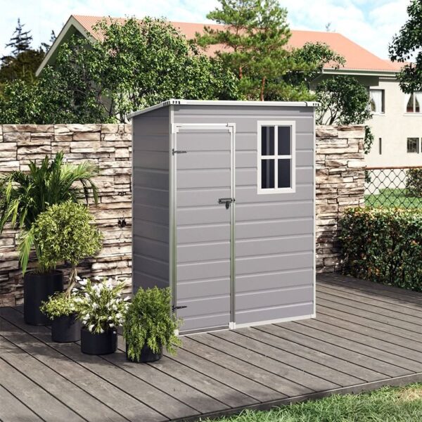 4×2ft/ 4×3ft Plastic Outdoor Garden Storage Shed with Style A/B in Grey - Style B / 4×2ft (Front Door)