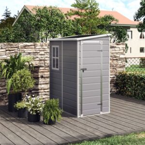 4×2ft/ 4×3ft Plastic Outdoor Garden Storage Shed with Style A/B in Grey - Style B / 4×3ft (Size Door)
