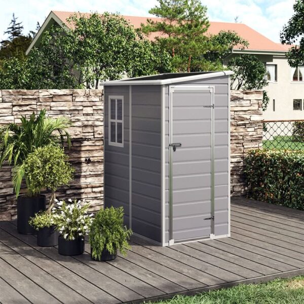 4×2ft/ 4×3ft Plastic Outdoor Garden Storage Shed with Style A/B in Grey - Style B / 4×3ft (Size Door)