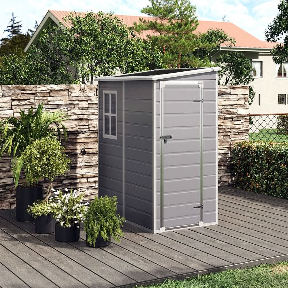 4×2ft/ 4×3ft Plastic Outdoor Garden Storage Shed with Style A/B in Grey - Style B / 4×3ft (Size Door)