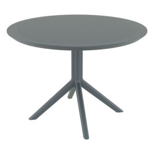 Shipley Outdoor Round Polypropylene Dining Table in Dark Grey