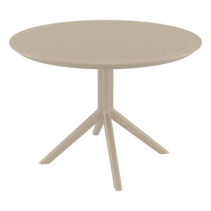 Shipley Outdoor Round Polypropylene Dining Table in Taupe