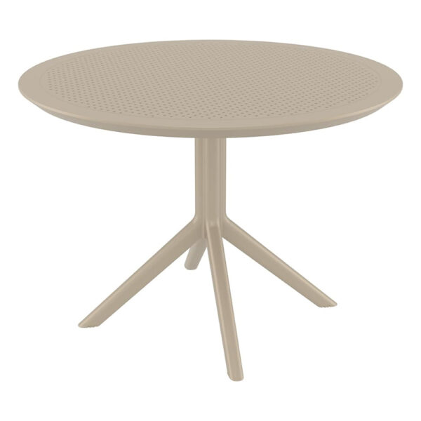 Shipley Outdoor Round Polypropylene Dining Table in Taupe