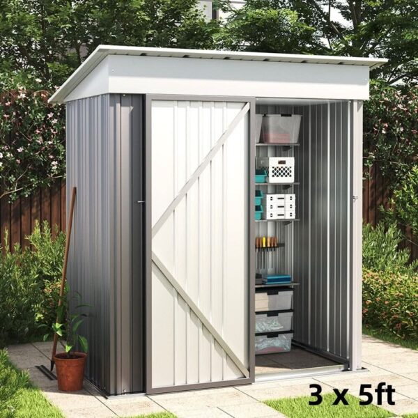 3×5 ft/ 4×6ft/ 6×8 ft/ 10×8ft/ 10×10ft/ 10×12ft Metal Outdoor Garden Storage Shed Motorcycle Sheds with Lockable - 3 x 5ft